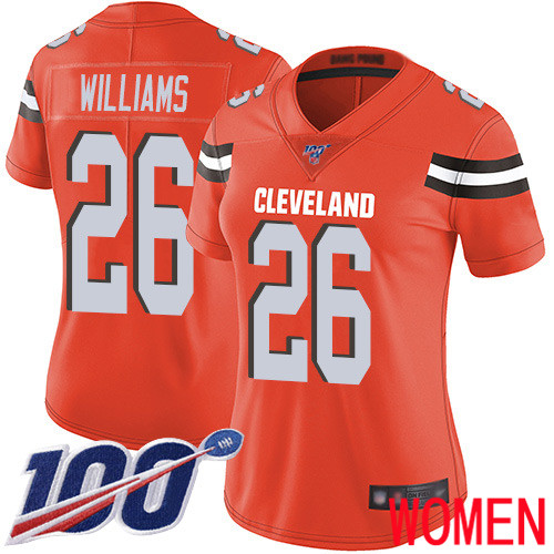 Cleveland Browns Greedy Williams Women Orange Limited Jersey #26 NFL Football Alternate 100th Season Vapor Untouchable